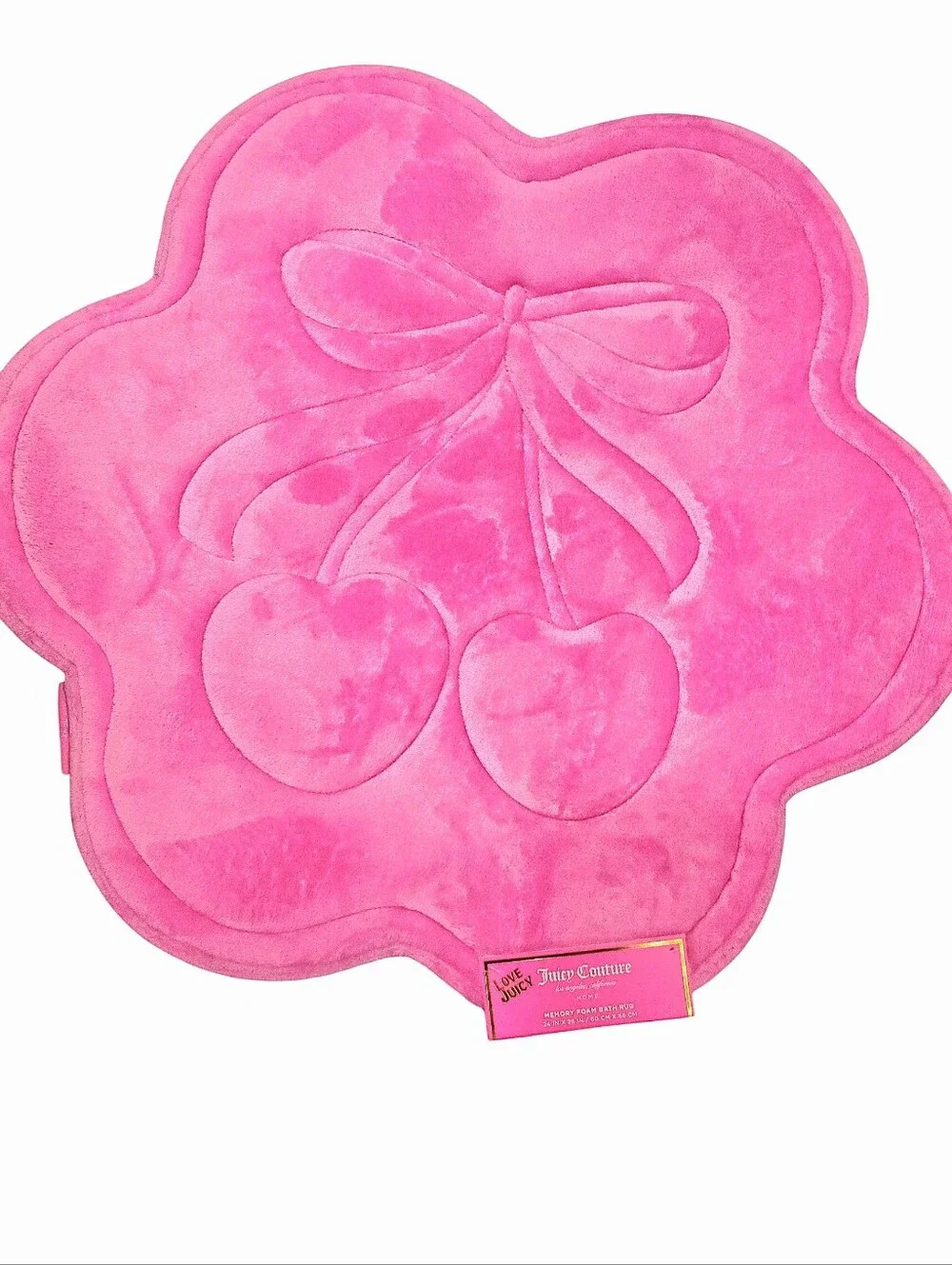 Juicy Couture Home Quilted Memory Foam Bow Cherry Scalloped Bath Rug